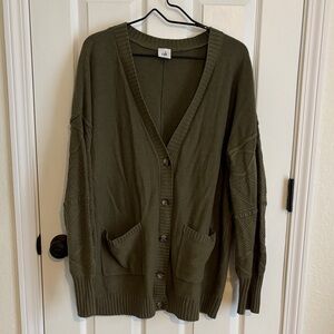 CAbi Olive Green Button-Up Cardigan